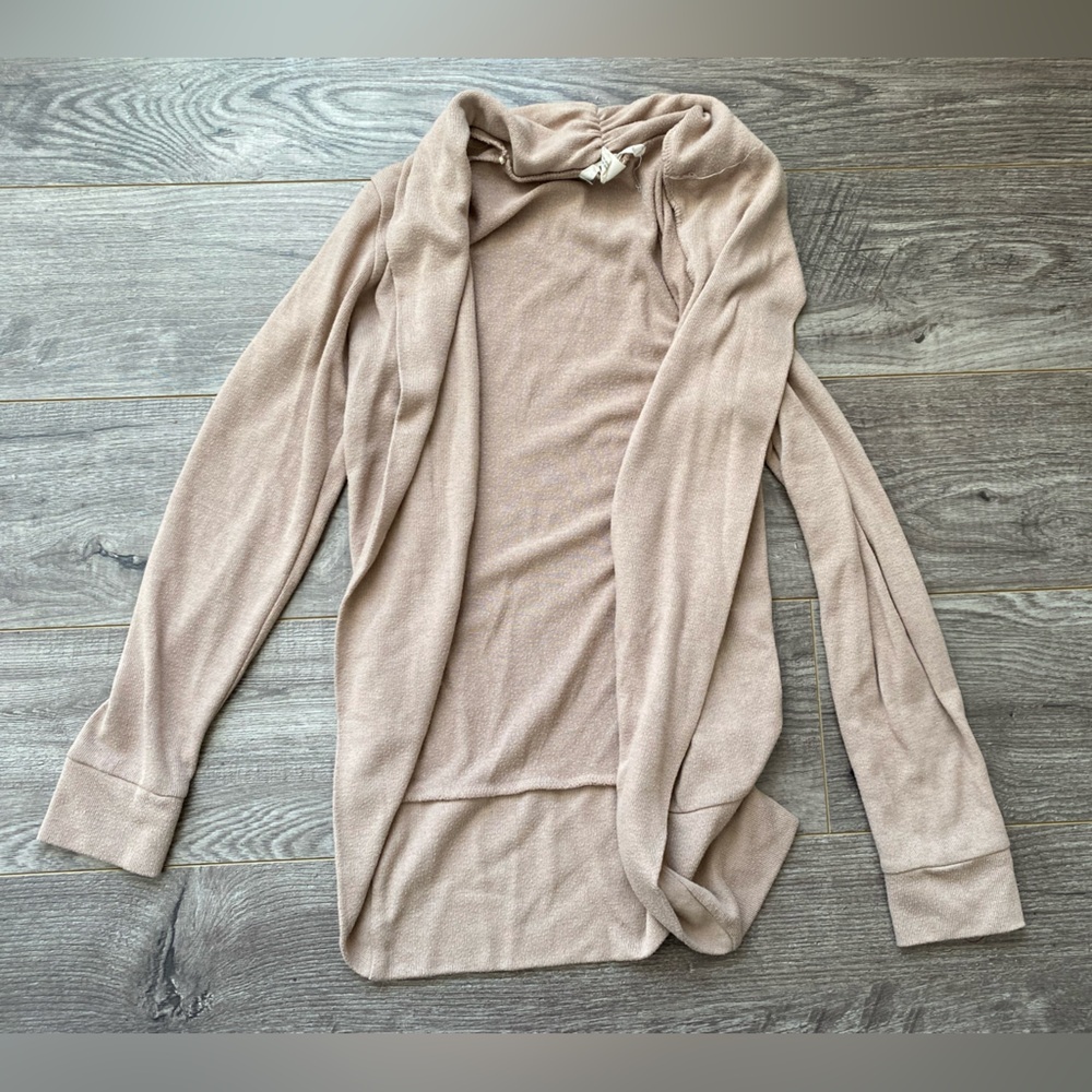 Light Taupe Open-Front Women's Cardigan Sweater